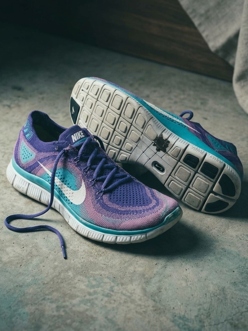 Nike Women's Purple & Teal Flyknit Running Shoes